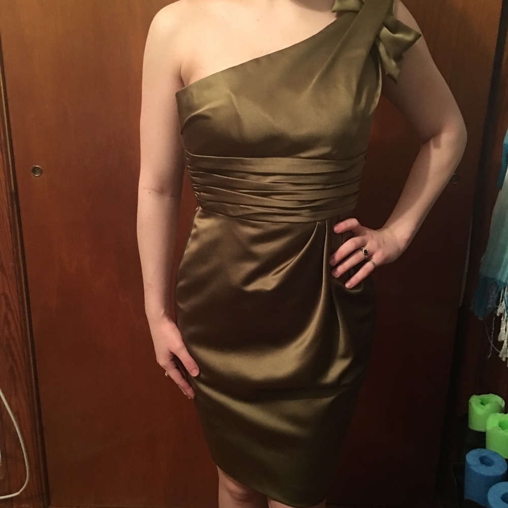 Golden green/olive  shoulder dress